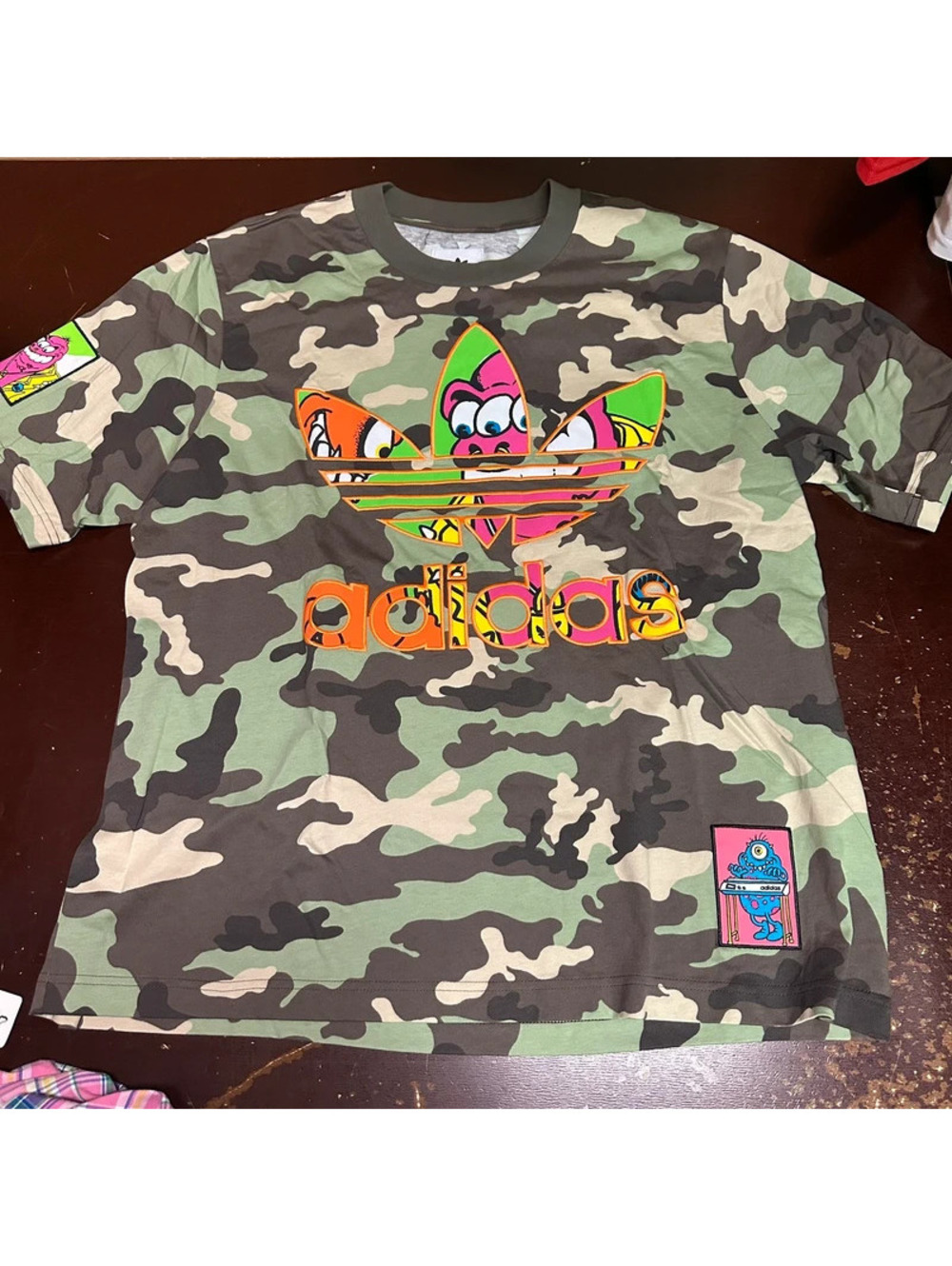 Adidas Jeremy Scott Camo Monster Patch T-Shirt Mens Large Trefoil Camouflage